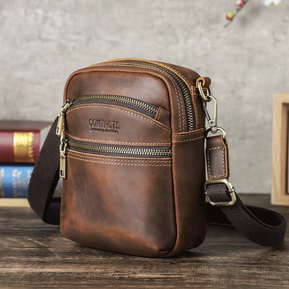 Genuine Leather Women's Crossbody Bag - Vintage Style Small Shoulder Bag Purse - View #8