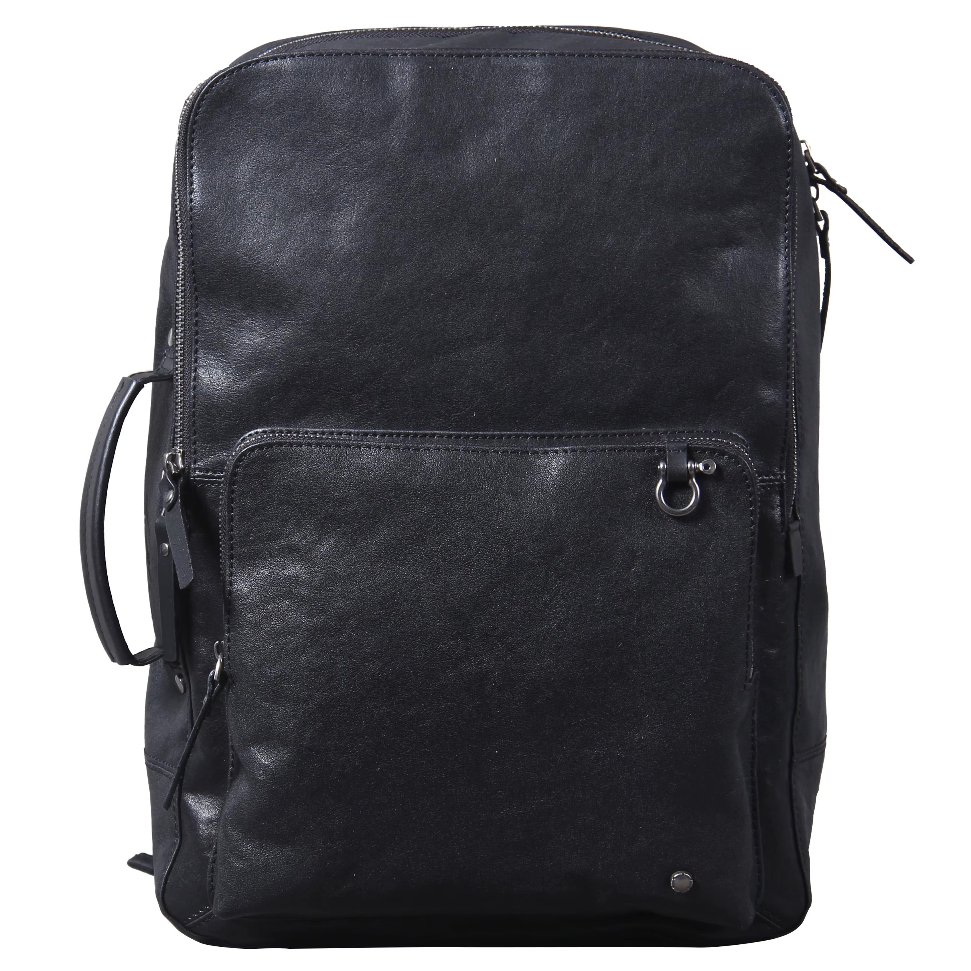 benzol leather backpacks Men's Black Leather Backpack