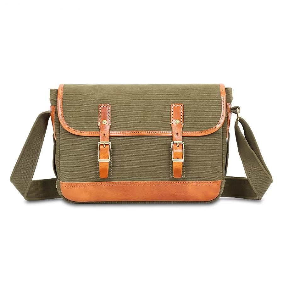 crossbody bags for women for travel Women's Olive Green and Tan Canvas Crossbody Messenger Bag