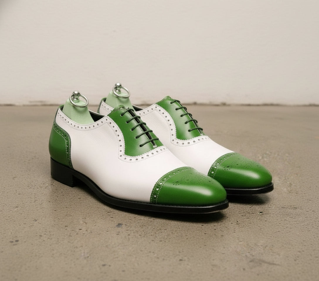 Men Two Tone Formal Shoes, Green and White Dress Shoes, Party Shoes US 16 / Green/White / D - Standard Men Two Tone Formal Shoes, Green and White Dress Shoes, Party Shoes US 16 / Green/White / D - Standard