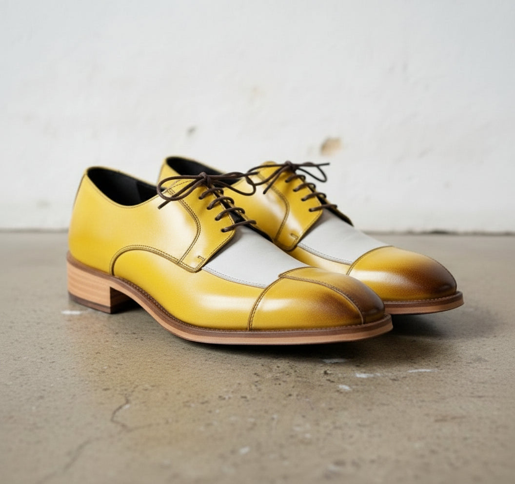 Men's Two Tone Leather Derby Dress Shoes US 12 / D - Standard Men's Two Tone Leather Derby Dress Shoes US 12 / D - Standard