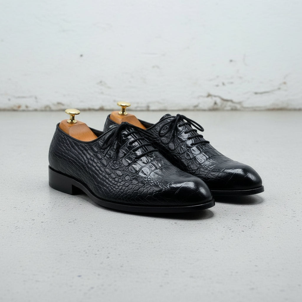 Handcrafted Black Alligator Leather Men's Shoes