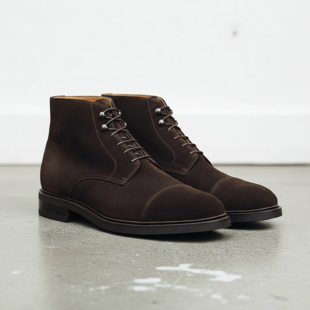 Handcrafted Men's Brown Suede Oxfords Ankle Dress Boots