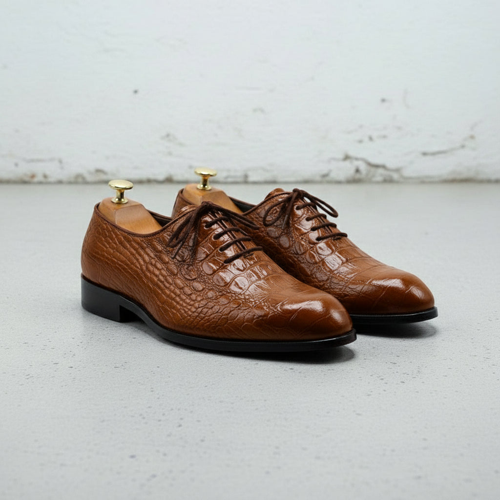 brown alligator dress shoes Handcrafted Leather Men's V-Neck Spaghetti Straps Appliques garden party mini dress Color:Sailor Blue Handmade Mens Brown Crocodile