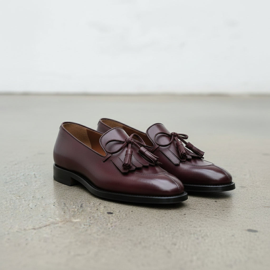 burgundy dress shoes loafers Handmade Men's Leather Fringe Moccasins - Shoes for Men The burgundy suede finish