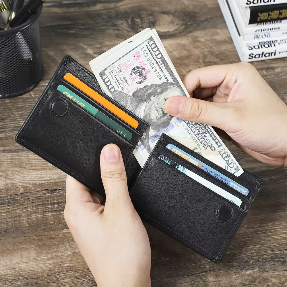 Men's Ultra Slim Leather Wallet - Two Fold Mini Credit Card Case With RFID Blocking (8x10 Cm) - View #4