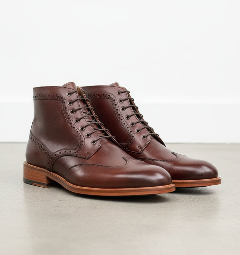 Burgundy Brown Leather Lace Up ankle dressBoots - GOODYEAR WELTED Sole Rebels Market Burgundy Brown Leather Lace Up ankle dressBoots - GOODYEAR WELTED Sole Rebels Market