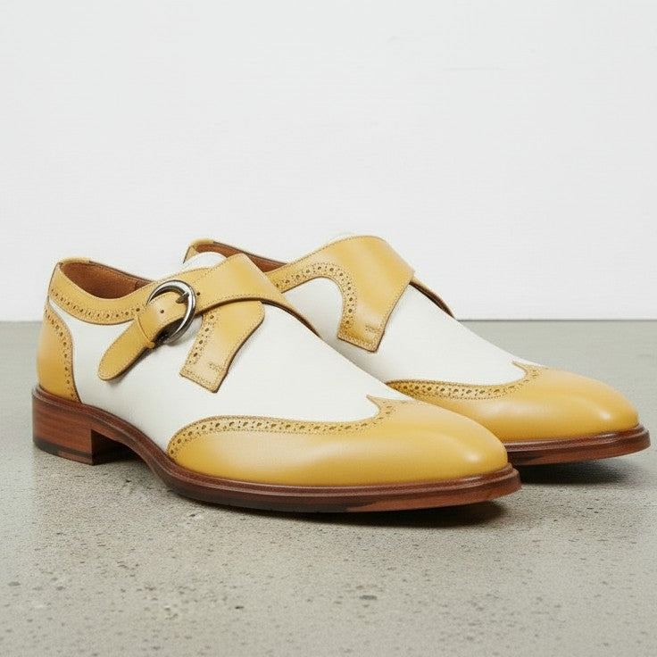 mens white and brown dress shoes Handmade Men's Wing Tip - Men's Two Tone Leather Formal Shoes These loafers bring together