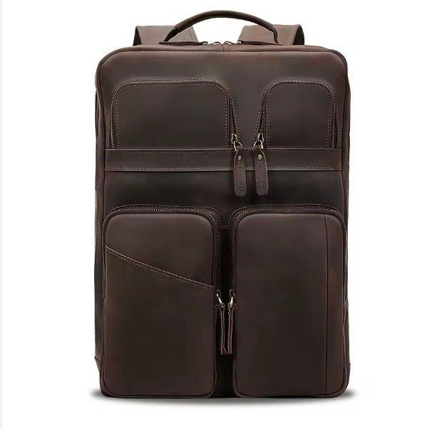 Men's Dark Brown Leather Backpack