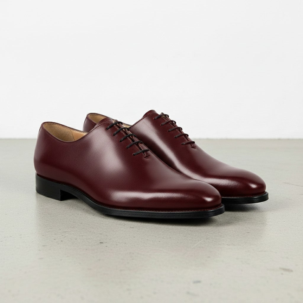 Handcrafted Burgundy Leather Oxford Dress Shoes for Men