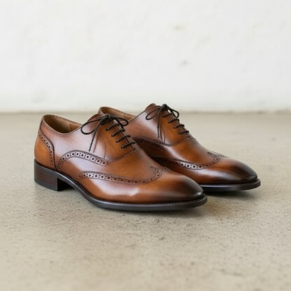 Men's Brown Wingtip Leather Oxfords