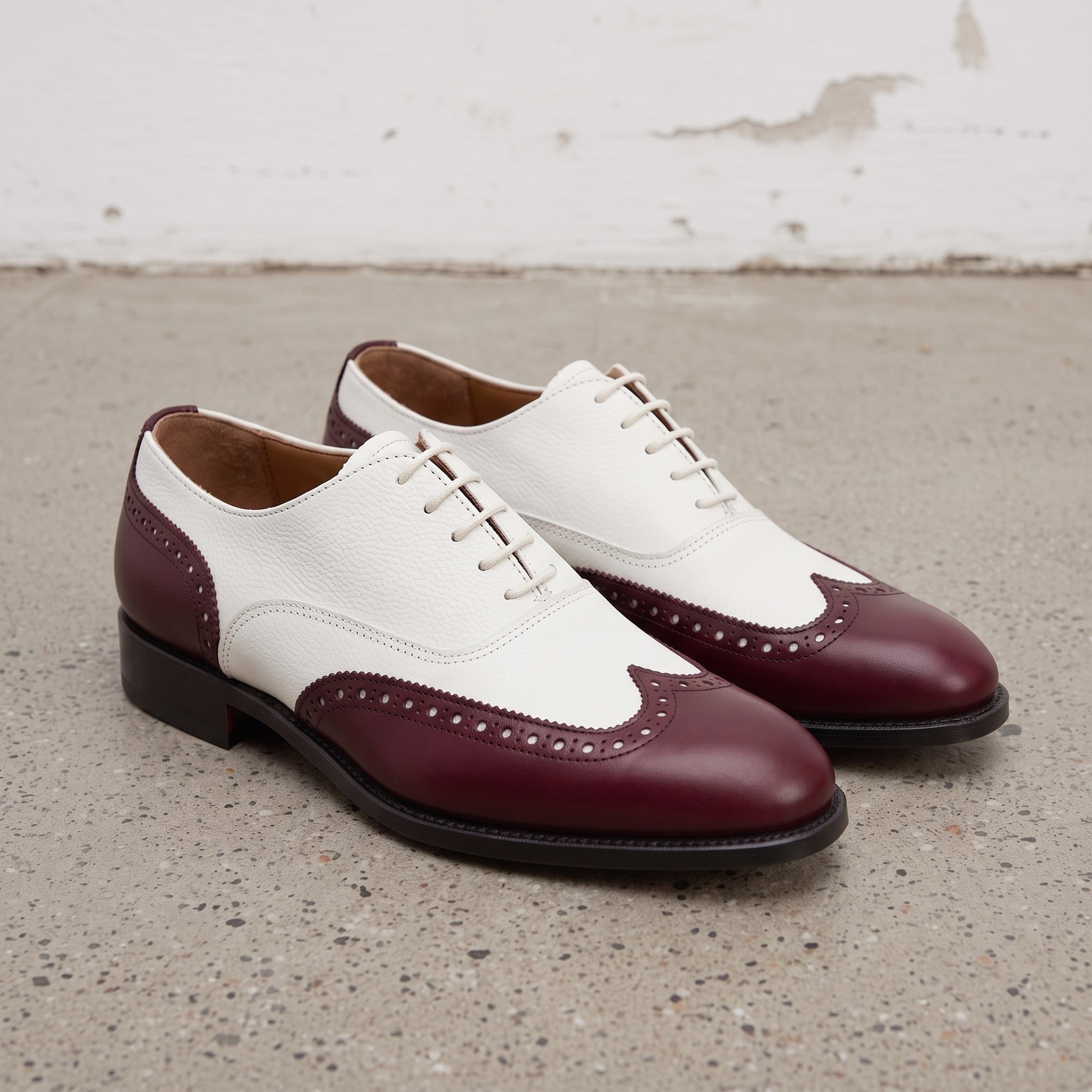 burgundy and white dress shoes Men's Wingtip Leather Oxfords mens burgundy shoes