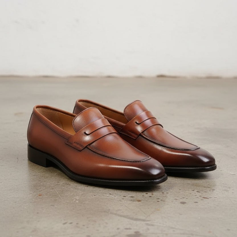 Handmade Men's Calfskin Slip-ons - Genuine Leather Moccasins