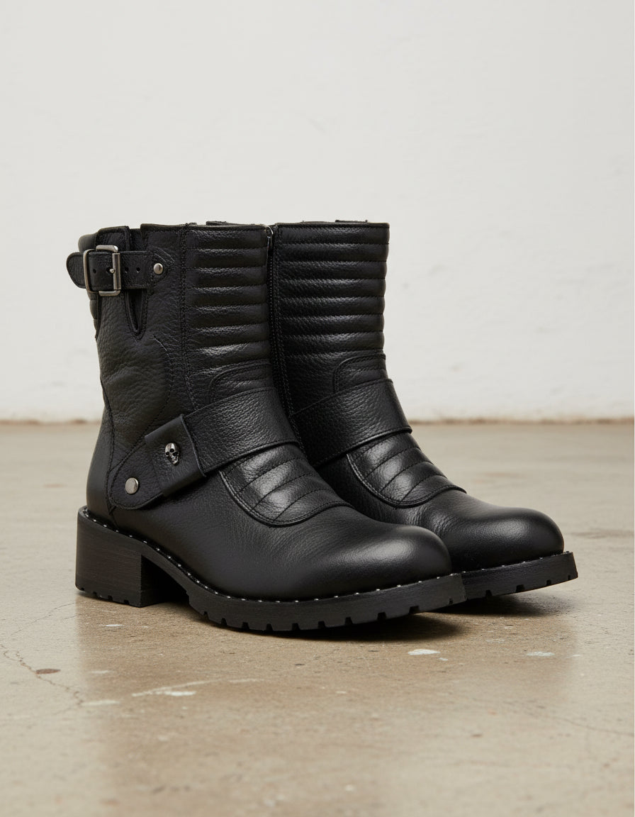 Geniune Leather Women's Protective Motorcycle Boots - Shock