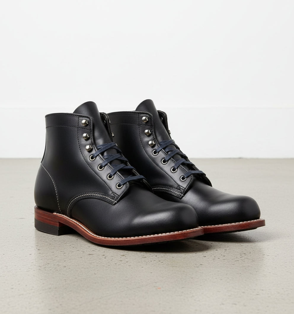 Handmade Men Black Casual Leather Ankle Boots Lace Up Ankle  display picture 1