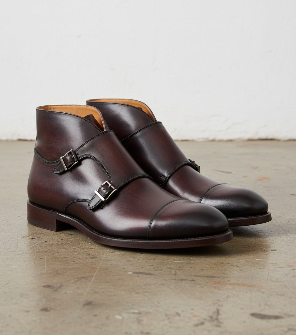 Handmade Men Brown Boots, Double Monk Strap Boot, Leather Boots, Formal Rebels Market Handmade Men Brown Boots, Double Monk Strap Boot, Leather Boots, Formal Rebels Market