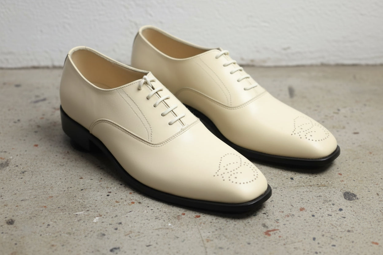 Handmade Men Cream color brogue shoes, Men Ivory dress shoes, Party shoes US 15 / Cream Ivory / D - Standard Handmade Men Cream color brogue shoes, Men Ivory dress shoes, Party shoes US 15 / Cream Ivory / D - Standard