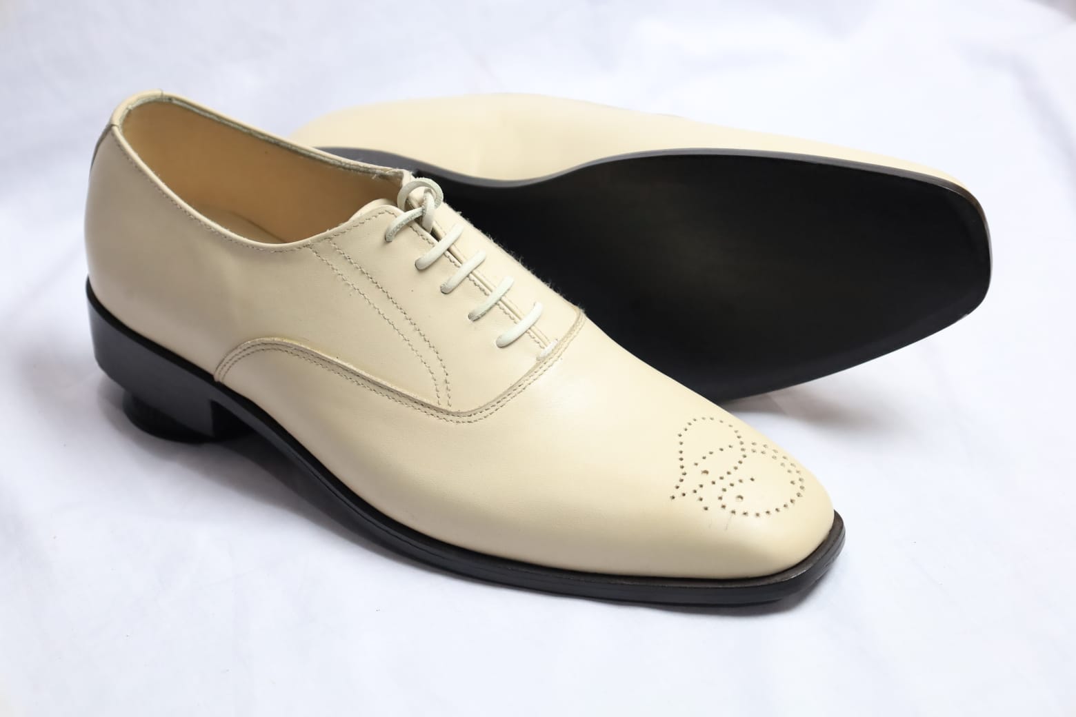 HOT Cream Dress Shoes Mens Handmade Men Cream Color