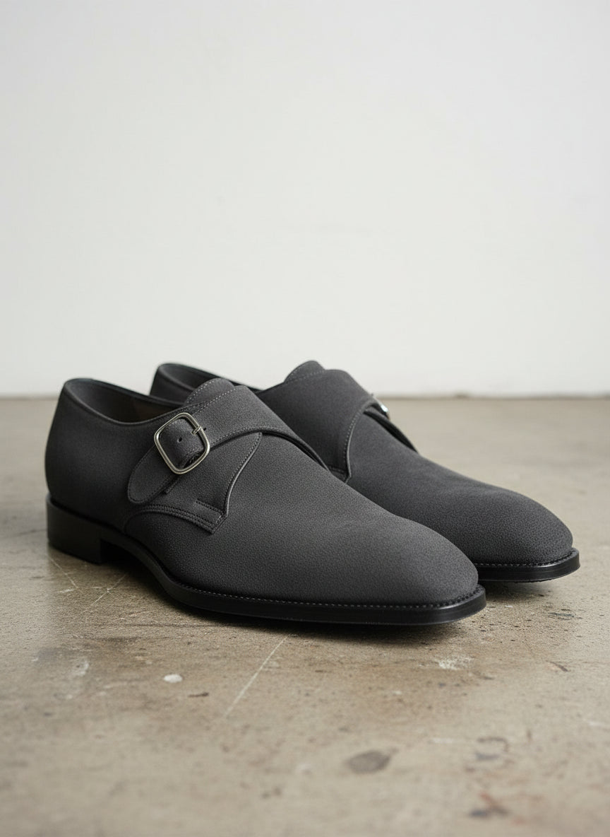 Handmade Men Dark Gray Suede Monk Shoes, Men Gray Suede Dress Shoes Rebels Market Handmade Men Dark Gray Suede Monk Shoes, Men Gray Suede Dress Shoes Rebels Market