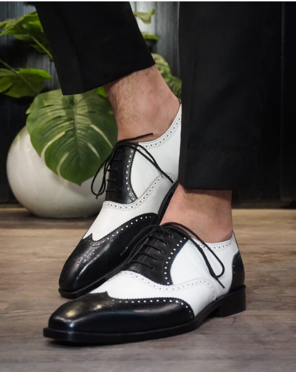 Spectator Shoes Black And White Wing Tip Shoes Wingtip Oxford Mens