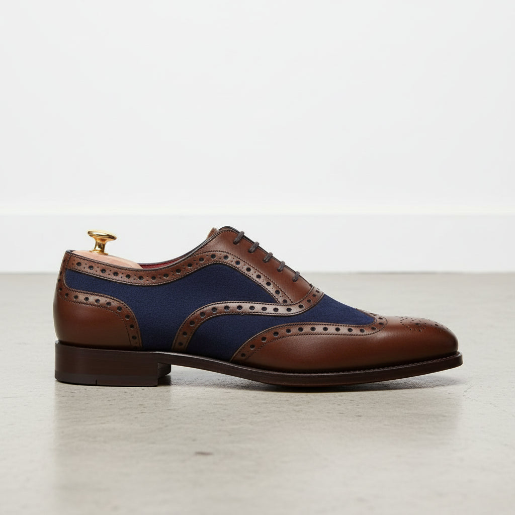 Handmade Men Two Tone Wingtip Brogue Formal Shoes Men Brogue Business Shoes | Rebels Market US 11 / Two Tone / 4E