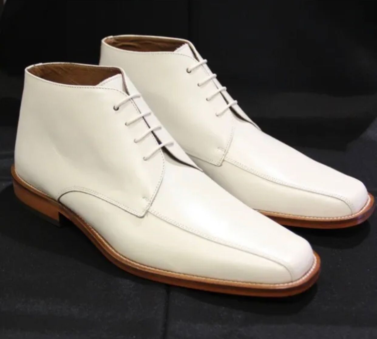 Chukka Boots White Mens Dress Boots Handmade Men White