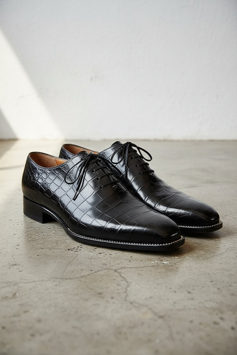 Handcrafted Black Crocodile Leather Dress Shoes – Rebels Market