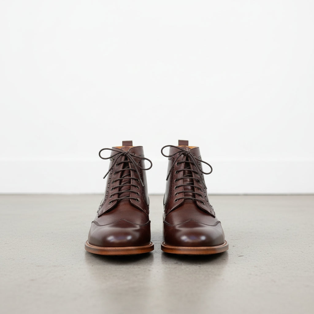 Handmade Mens Coffee Brown Wing Tip Brogue Ankle Boots, Mens  display picture 3