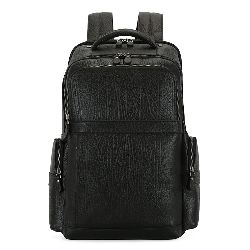 bartlett pebbled leather backpack Men's Black Pebbled Leather Laptop Backpack