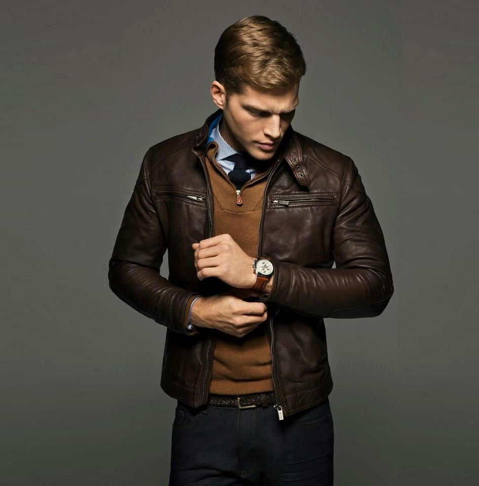 Handmade Men Slim Fit Leather Jacket, Jackets, antique brown Leather Jacket