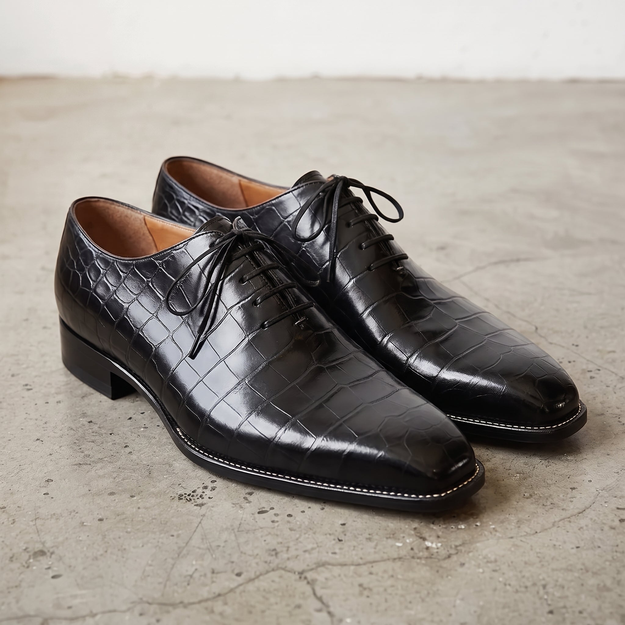 Handcrafted Black Crocodile Leather Dress Shoes