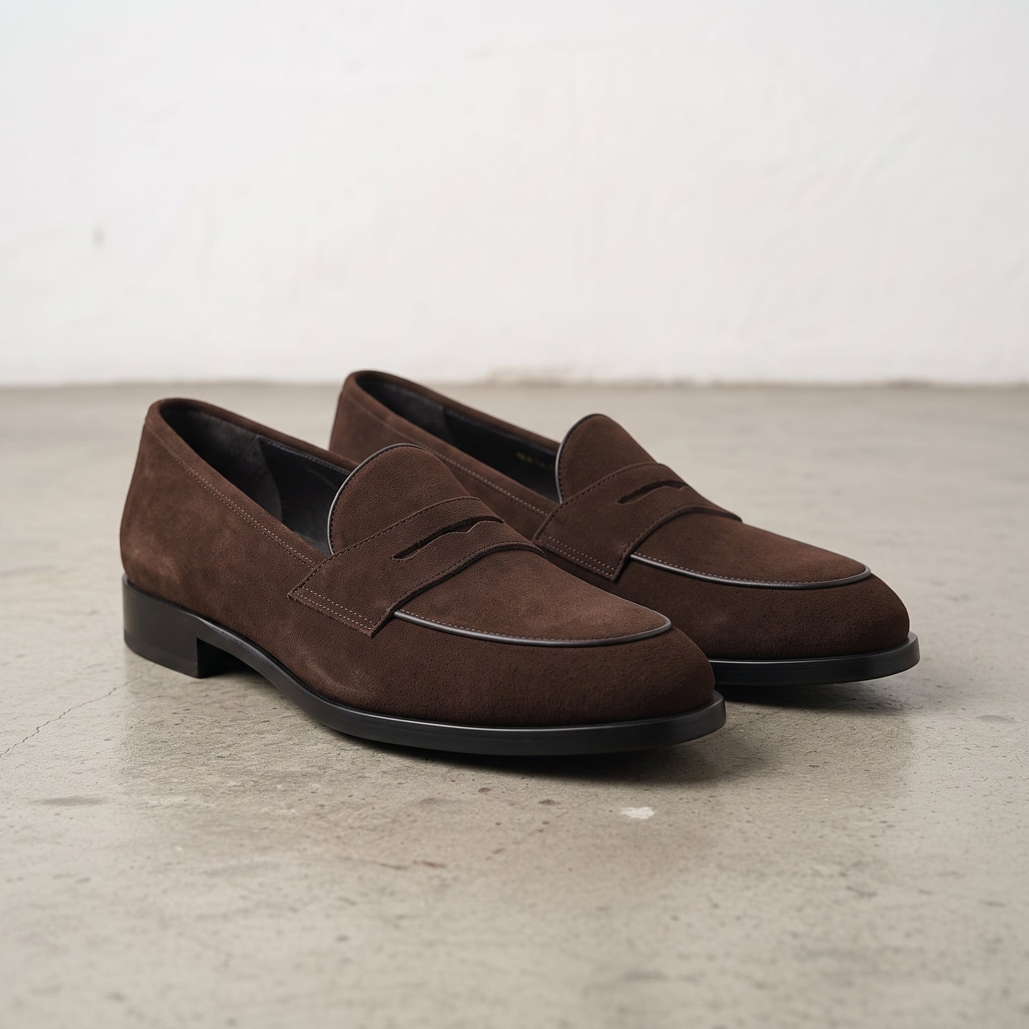 Handcrafted Men's Brown Suede Penny Loafers -Everyday Wear Slip-On Shoes | Rebels Market US 8.5 / Brown / D