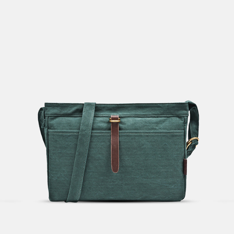 canvas crossbody bags for travel Green Canvas Crossbody Messenger Bag