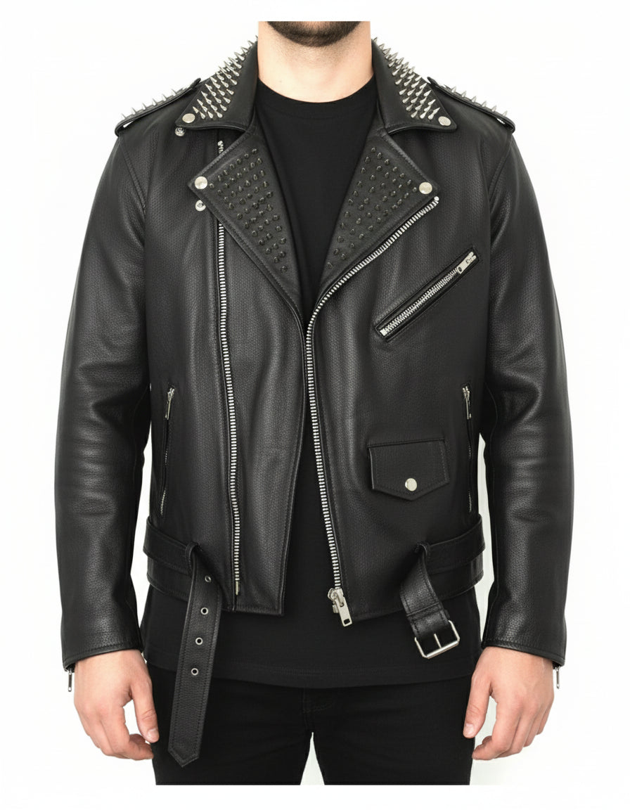 Men's Handmade Skull Studded Black Leather Jacket – Rebels Market