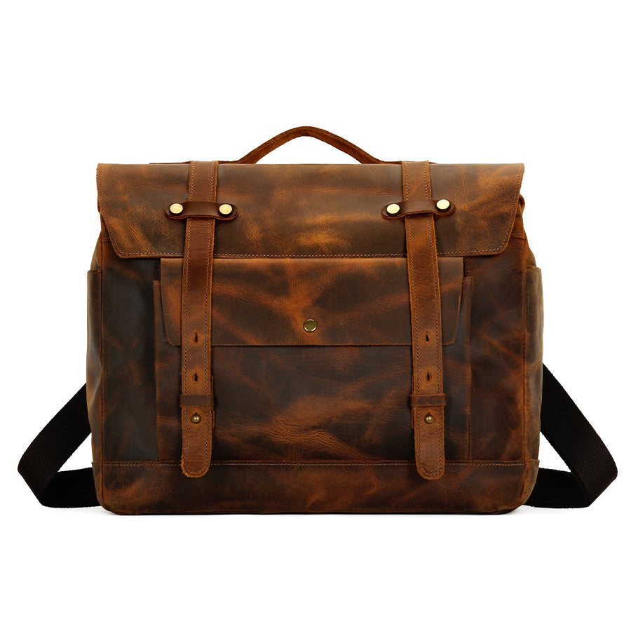 crazy horse mens leather backpack Men's Brown Crazy Horse Leather Backpack