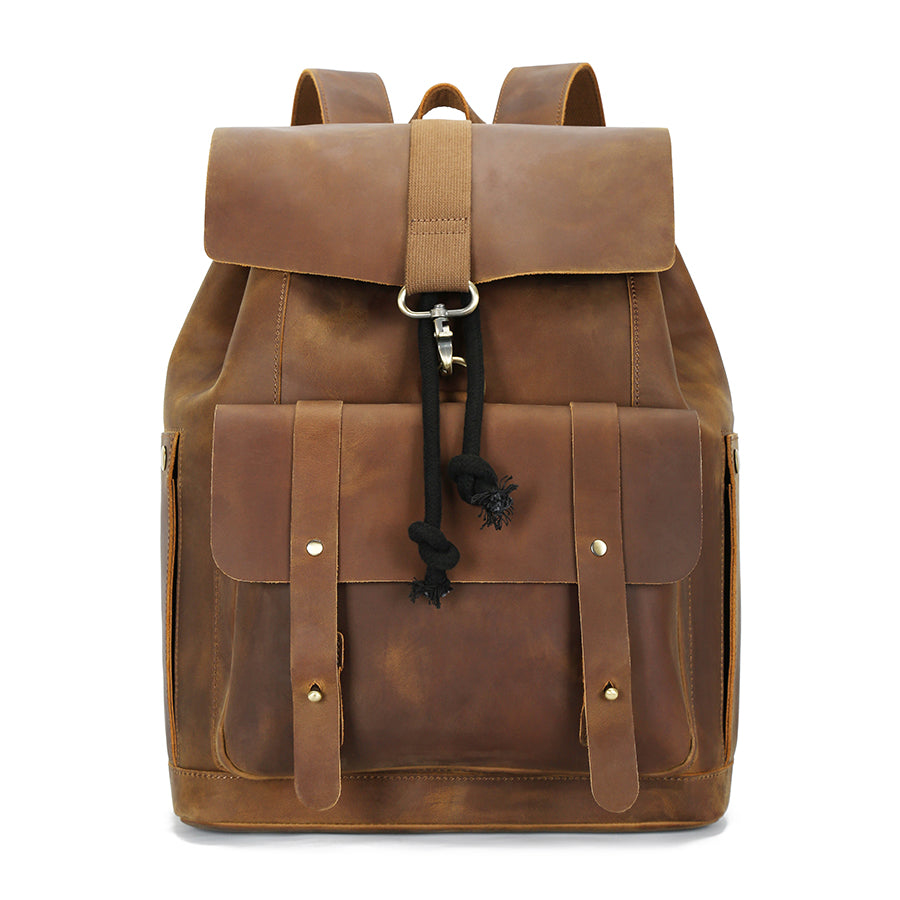 Men's Classic Anti-Theft Leather Laptop Backpack