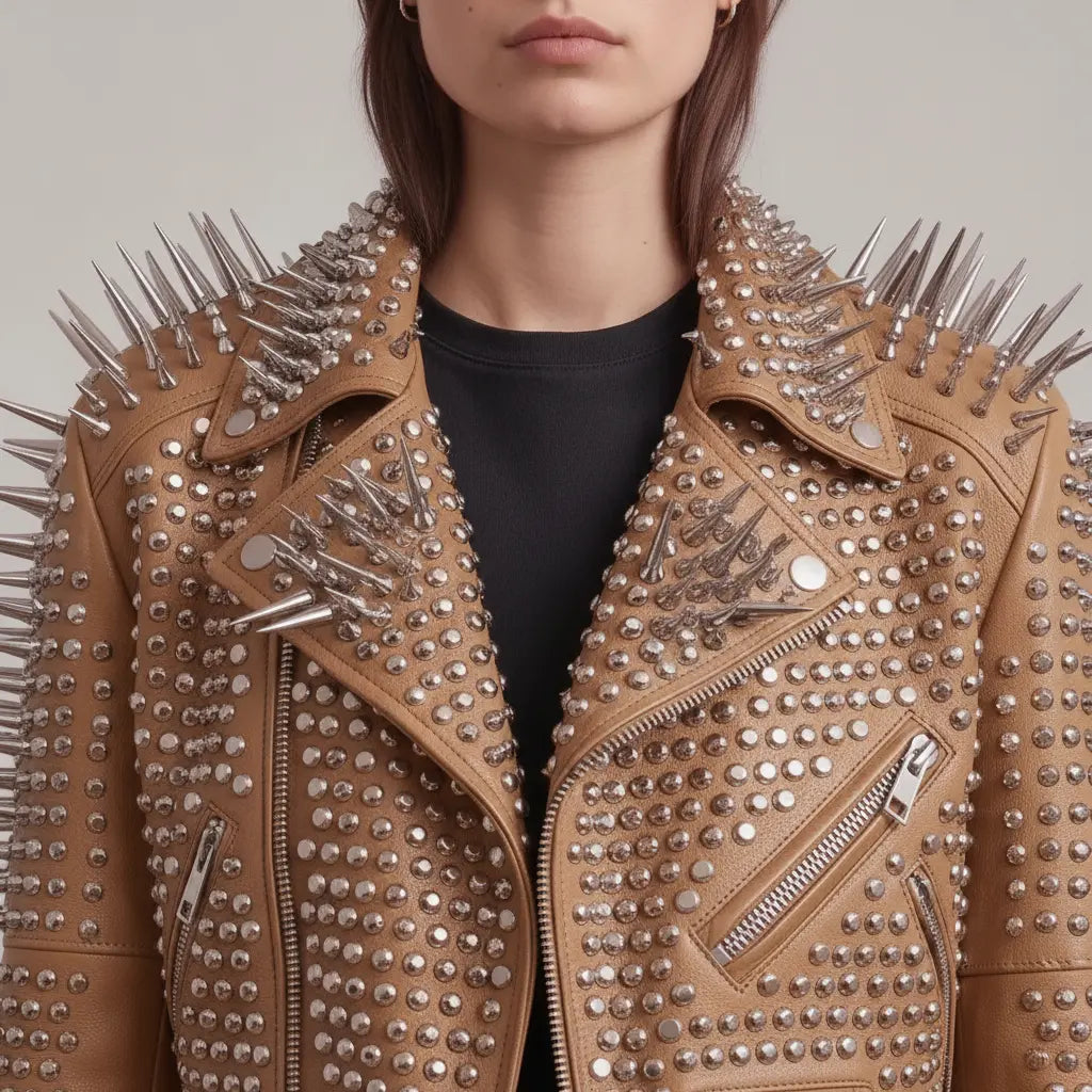 Women's Tan Cropped Leather Perfecto Biker Jacket — Ayrton