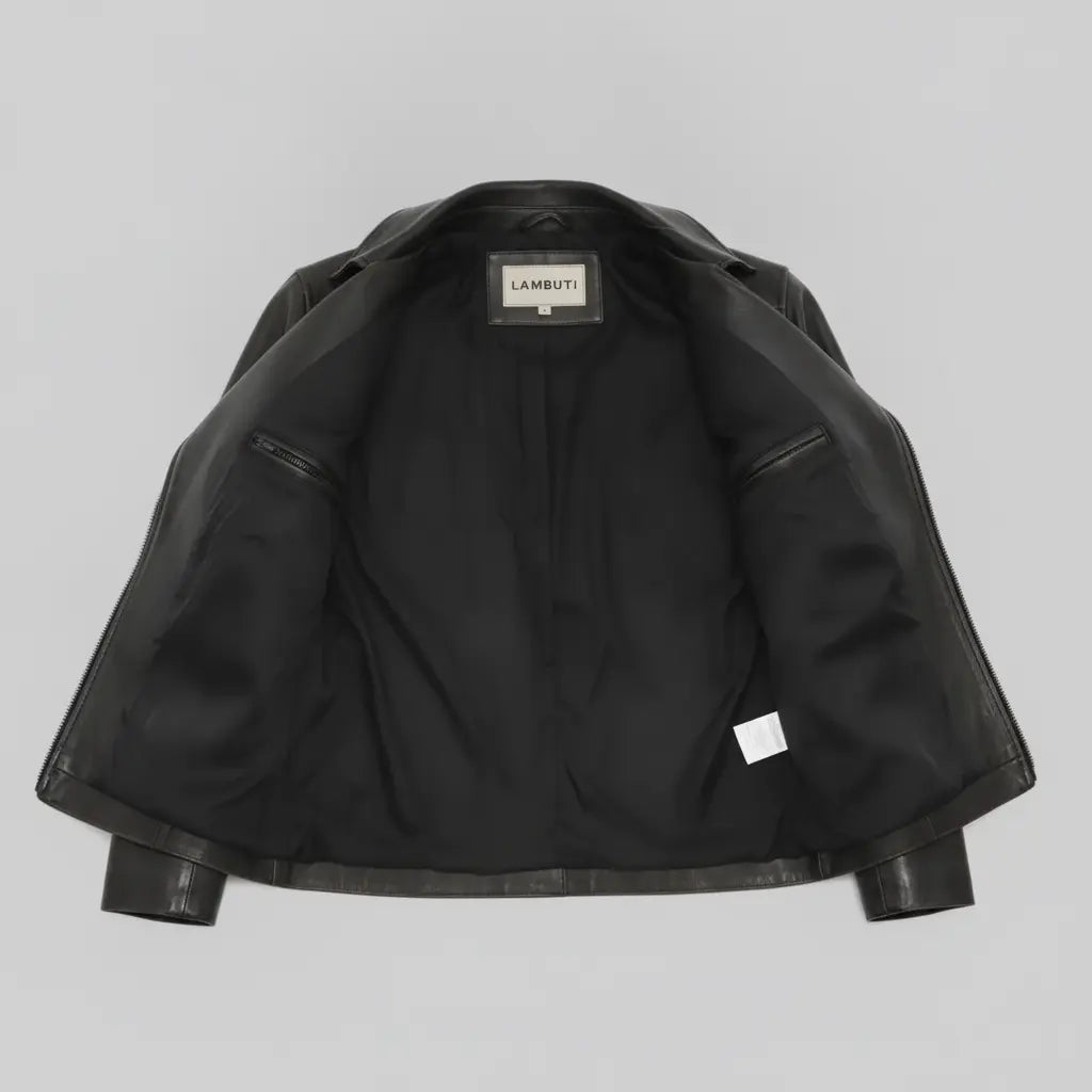 Women's Black Leather Perfecto Biker Jacket — Cunliffe