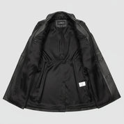 Handmade Women Black Color Genuine Lamb Skin Walking Coat, Black Long Coat