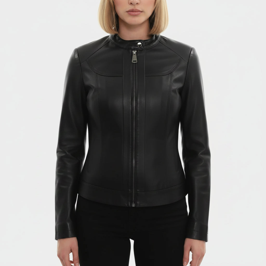 Women's Handmade Cafe Racer Leather Jacket