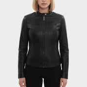 Women's Handmade Cafe Racer Leather Jacket