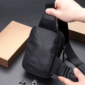 Full-Grain Leather Messenger Waist Bag, Mini Shoulder Bag