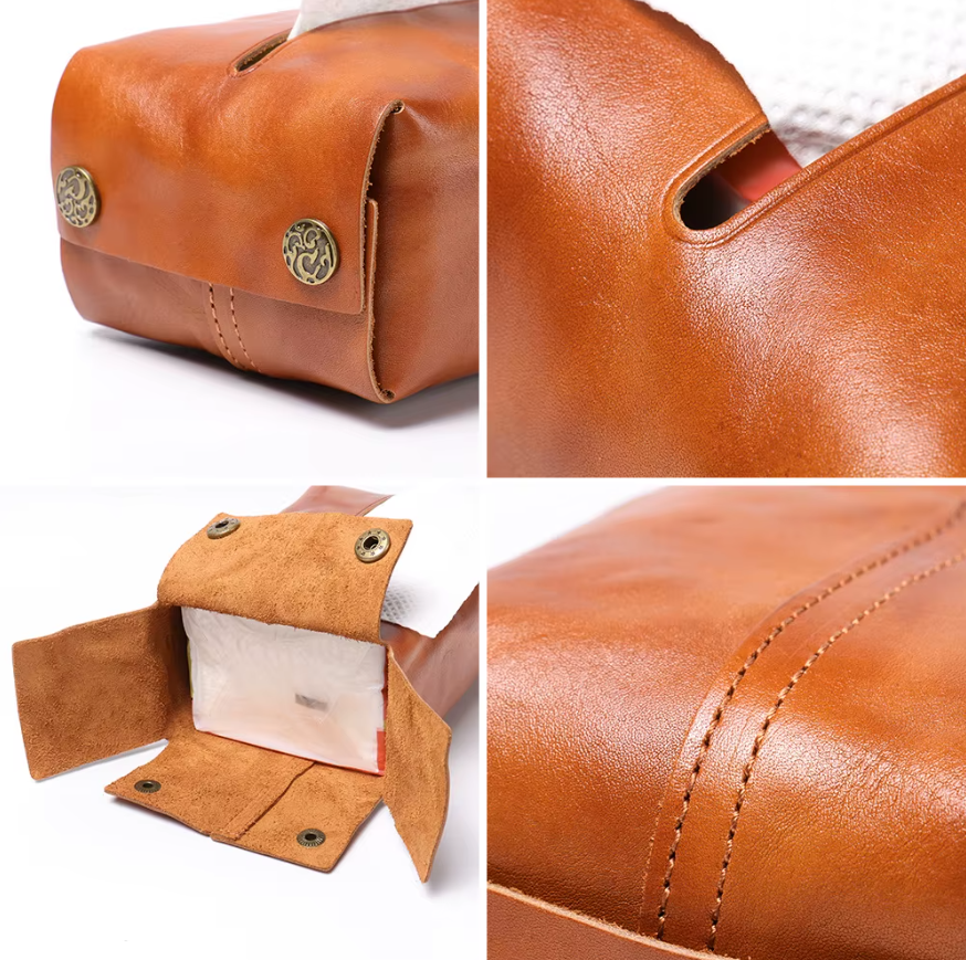 New Style Cowhide Full-Grain Leather Tissue Bag