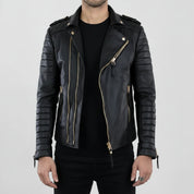 Handmade Men Black Leather Motorcycle Jacket, Winter Fashion Leather Jacket for Men