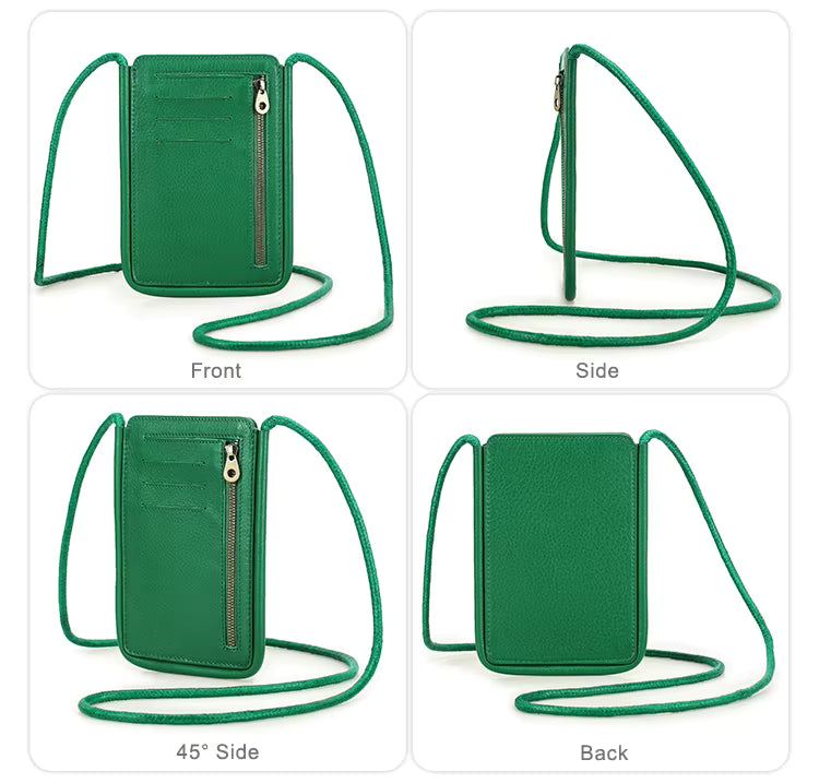 Full-Grain Leather Crossbody Bag, Versatile Unisex Sling Purse