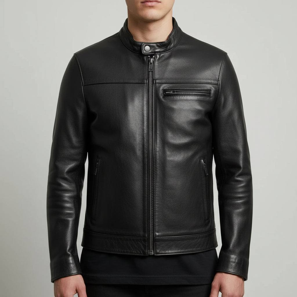 Men's Handmade Cafe Racer Leather Jacket