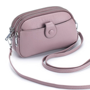 Women's Black Full-Grain Leather Crossbody Phone Bag