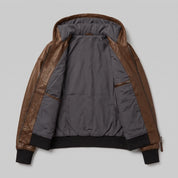 Women's Brown Leather Bomber Jacket — Dunthorpe