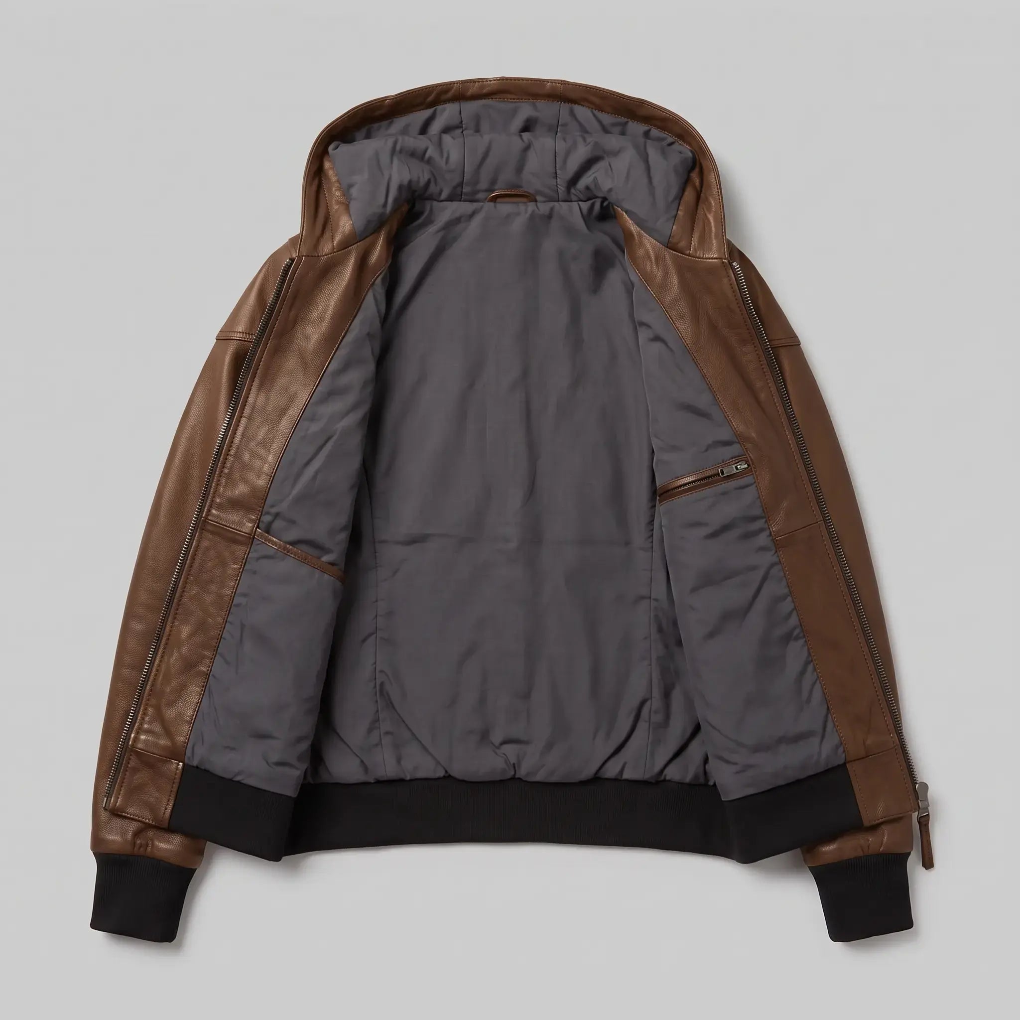 Women's Brown Leather Bomber Jacket — Dunthorpe
