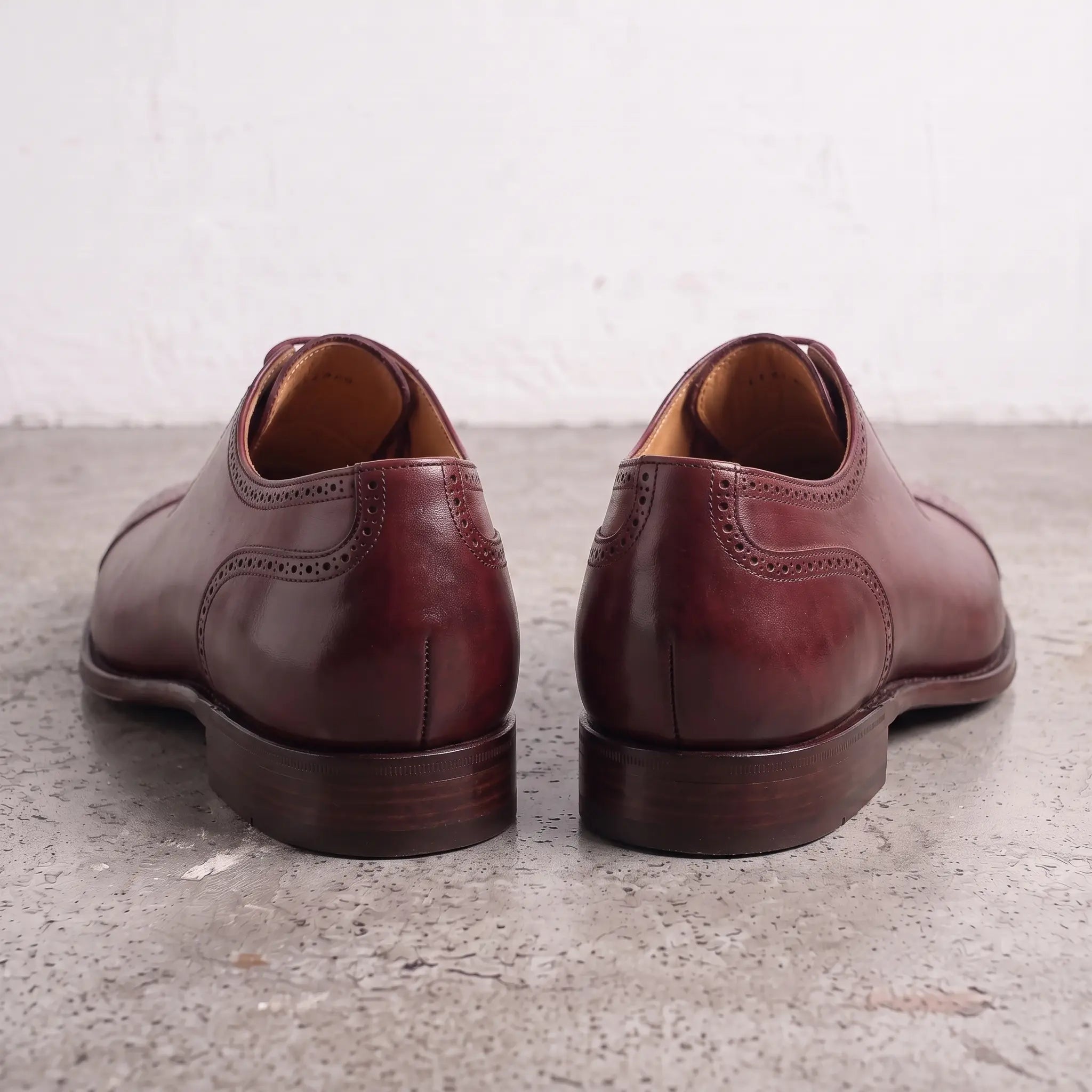 Men's Burgundy Cap-Toe Leather Brogue Oxfords — Faversham